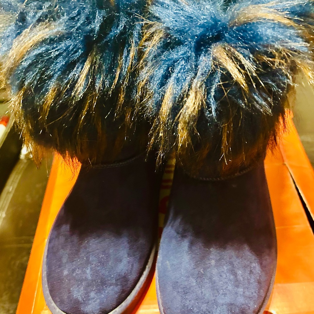 Rainbow Blue and Brown Ankle Boots - Picture 3 of 7